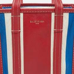 Pre Owned Balenciaga Multicolor Leather XS Bazar Stripe Tote