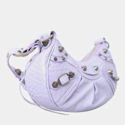 Pre Owned Balenciaga Le Cagole XS Croco Embossed Shoulder Bag