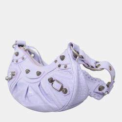 Pre Owned Balenciaga Le Cagole XS Croco Embossed Shoulder Bag