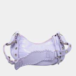 Pre Owned Balenciaga Le Cagole XS Croco Embossed Shoulder Bag