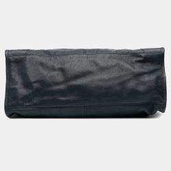 Pre Owned Balenciaga Navy Blue Goatskin Motocross Classic Metallic Edge Part Time Satchel