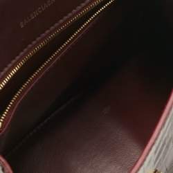 Pre Owned Balenciaga Burgundy Croc Embossed Leather Small Hourglass Top Handle Bag