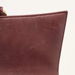 Pre Owned Balenciaga Burgundy Croc Embossed Leather Small Hourglass Top Handle Bag