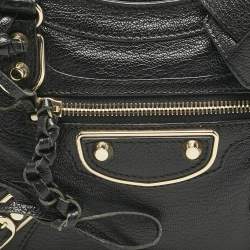 Pre Owned حقيبة بالنسياغا كلاسيك سيتي حافة معدنية صغيرة جلد أسود