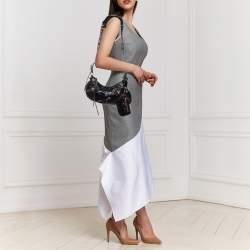 Pre Owned Balenciaga Black Croc Embossed Leather XS Le Cagole Shoulder Bag