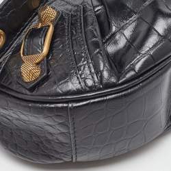 Pre Owned Balenciaga Black Croc Embossed Leather XS Le Cagole Shoulder Bag