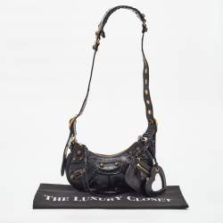 Pre Owned Balenciaga Black Croc Embossed Leather XS Le Cagole Shoulder Bag