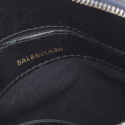 Pre Owned Balenciaga Blue Croc Embossed Leather XXS Ville Satchel