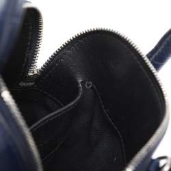 Pre Owned Balenciaga Blue Croc Embossed Leather XXS Ville Satchel