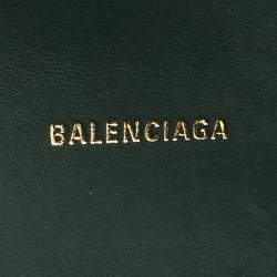 Pre Owned Balenciaga Green Croc Embossed Leather XS Hourglass Top Handle Bag