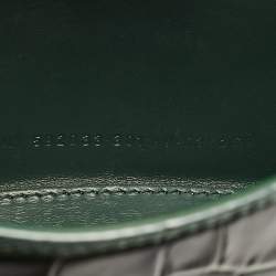 Pre Owned Balenciaga Green Croc Embossed Leather XS Hourglass Top Handle Bag