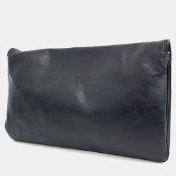 Pre Owned Balenciaga Black Leather Flap BB Soft Bag