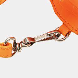Pre Owned Balenciaga Orange Mini Croc Embossed Calfskin Neo Classic City
