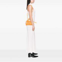 Pre Owned Balenciaga Orange Mini Croc Embossed Calfskin Neo Classic City