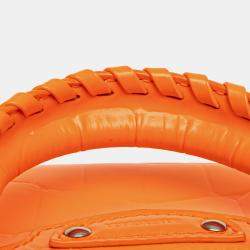Pre Owned Balenciaga Orange Mini Croc Embossed Calfskin Neo Classic City