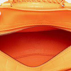 Pre Owned Balenciaga Orange Mini Croc Embossed Calfskin Neo Classic City