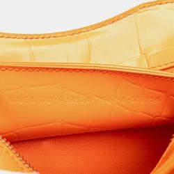 Pre Owned Balenciaga Orange Mini Croc Embossed Calfskin Neo Classic City