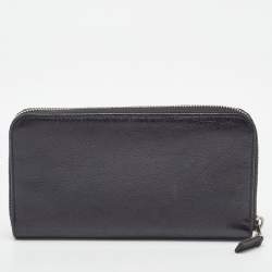 Pre Owned Balenciaga Black Leather Zip Around Wallet