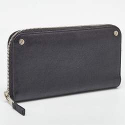 Pre Owned Balenciaga Black Leather Zip Around Wallet
