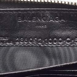 Pre Owned Balenciaga Black Leather Zip Around Wallet
