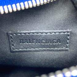 Pre Owned Balenciaga Luca Goal Xs Metallic Blue Leather Shoulder Bag