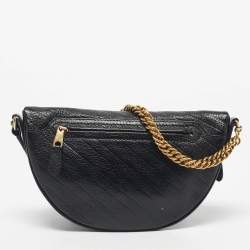 Pre Owned Balenciaga Black Diagonal Quilt Leather Souvenir Belt Bag