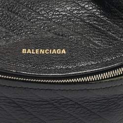 Pre Owned Balenciaga Black Diagonal Quilt Leather Souvenir Belt Bag