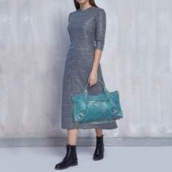 Pre Owned Balenciaga Sky Blue Leather GSH Work Tote