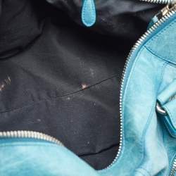 Pre Owned Balenciaga Sky Blue Leather GSH Work Tote