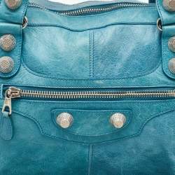 Pre Owned Balenciaga Sky Blue Leather GSH Work Tote