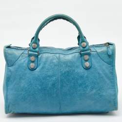 Pre Owned Balenciaga Sky Blue Leather GSH Work Tote