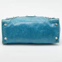 Pre Owned Balenciaga Sky Blue Leather GSH Work Tote