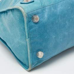 Pre Owned Balenciaga Sky Blue Leather GSH Work Tote