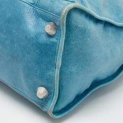 Pre Owned Balenciaga Sky Blue Leather GSH Work Tote