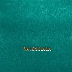 Pre Owned Balenciaga Green Croc Embossed Leather XS Hourglass Top Handle Bag