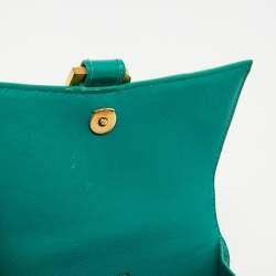 Pre Owned Balenciaga Green Croc Embossed Leather XS Hourglass Top Handle Bag