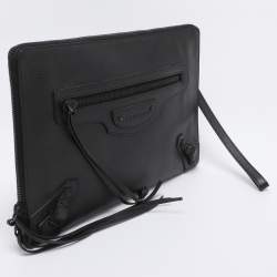 Pre Owned Balenciaga Black Leather Neo Pouch Clutch