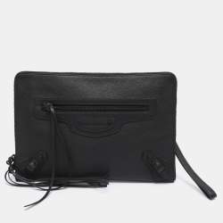 Pre Owned Balenciaga Black Leather Neo Pouch Clutch