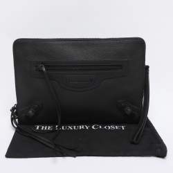 Pre Owned Balenciaga Black Leather Neo Pouch Clutch