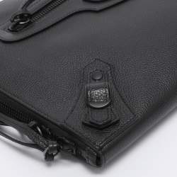 Pre Owned Balenciaga Black Leather Neo Pouch Clutch