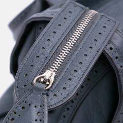 Pre Owned Balenciaga Blue Lambskin Motocross Classic Riva Velo Satchel