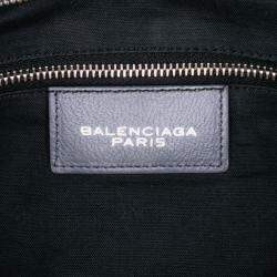 Pre Owned Balenciaga Blue Lambskin Motocross Classic Riva Velo Satchel