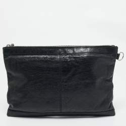 Pre Owned Balenciaga Black Leather Clip L Clutch