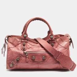 مملوكة مسبقًا حقيبة يد بالنسياغا بارك تايم جلد زهري مدببة أكتاف كبيرة