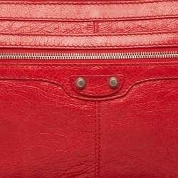 Pre Owned Balenciaga Red Leather Clip L Clutch