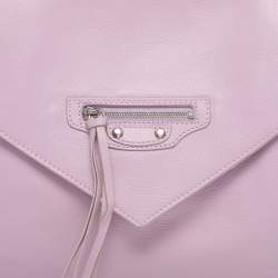 Pre Owned Balenciaga Pink Leather Papier Sight Clutch