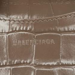 Pre Owned Balenciaga Beige Croc Embossed Leather Small Neo Classic City Bag