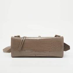 Pre Owned Balenciaga Beige Croc Embossed Leather Small Neo Classic City Bag