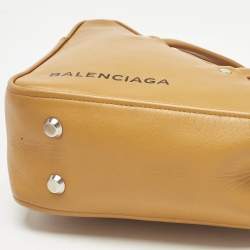 Pre Owned Balenciaga Mustard Yellow Leather Triangle Duffle S Bag