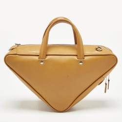Pre Owned Balenciaga Mustard Yellow Leather Triangle Duffle S Bag